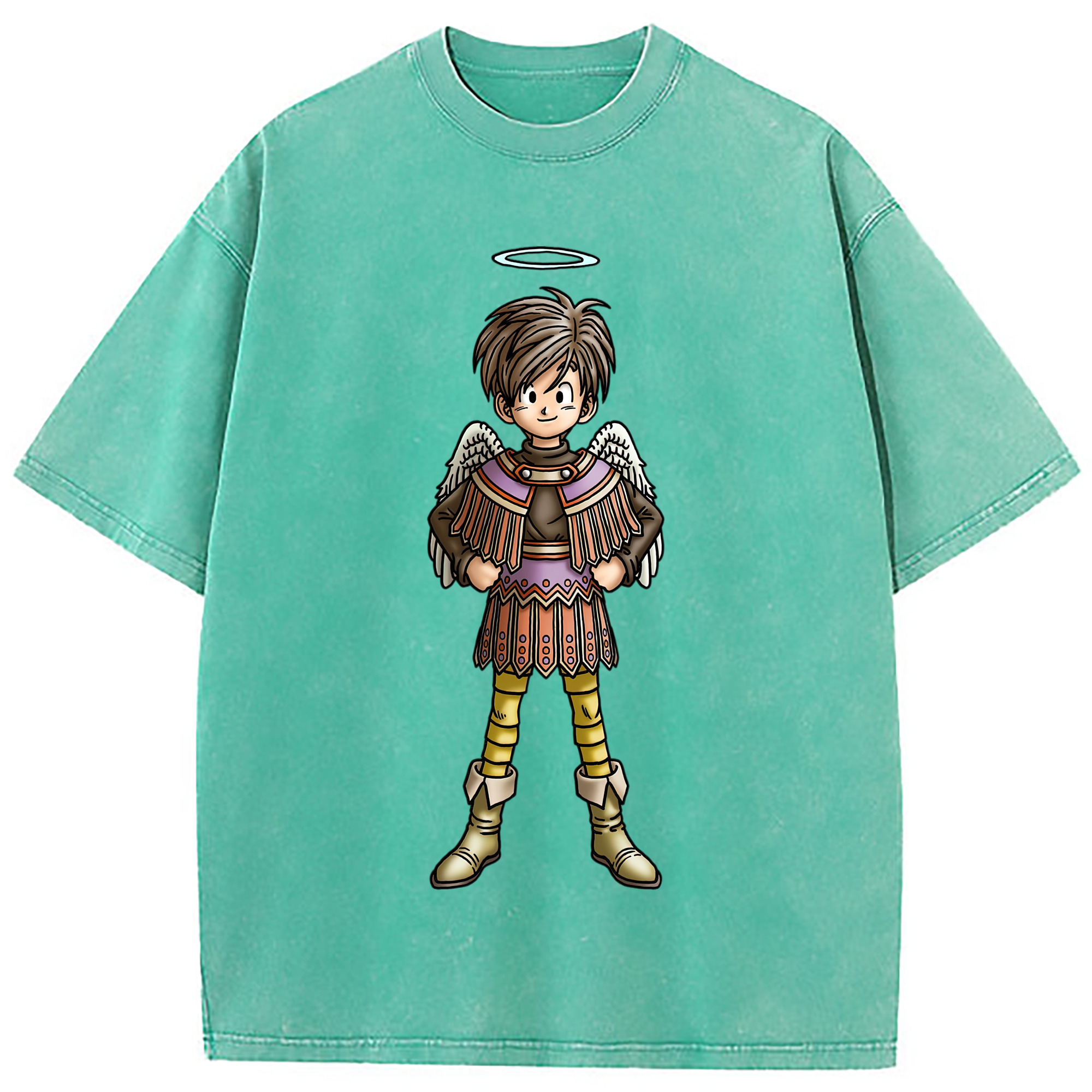 （画像用） ドラゴンクエスト Doragon Kuesuto Dragon Quest 綿100% ヴィンテージ風 半袖Tシャツ（フロントプリント）